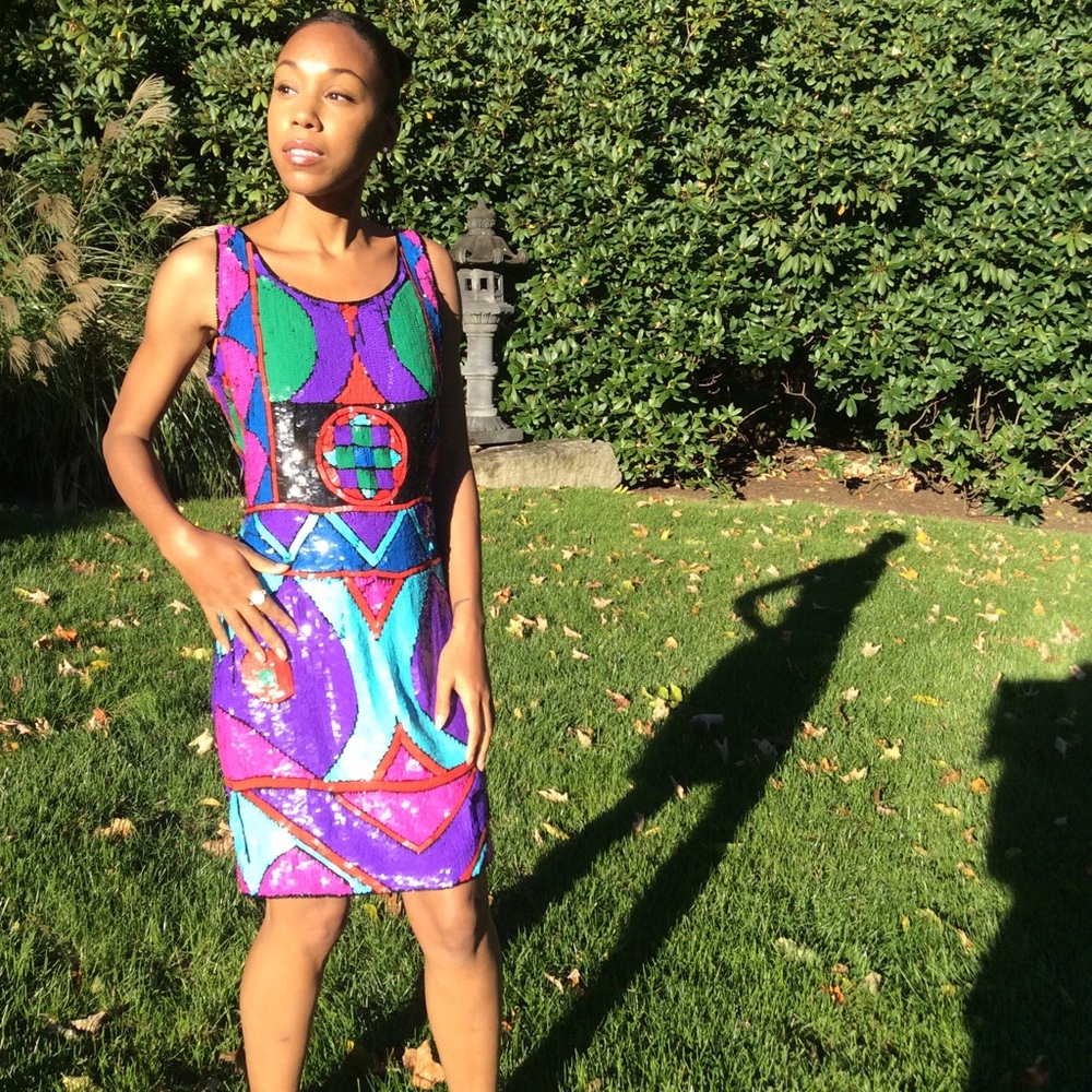 ⬇️ $178 70’s Vintage Club Girl Dress- SILK - Picture 3 of 8